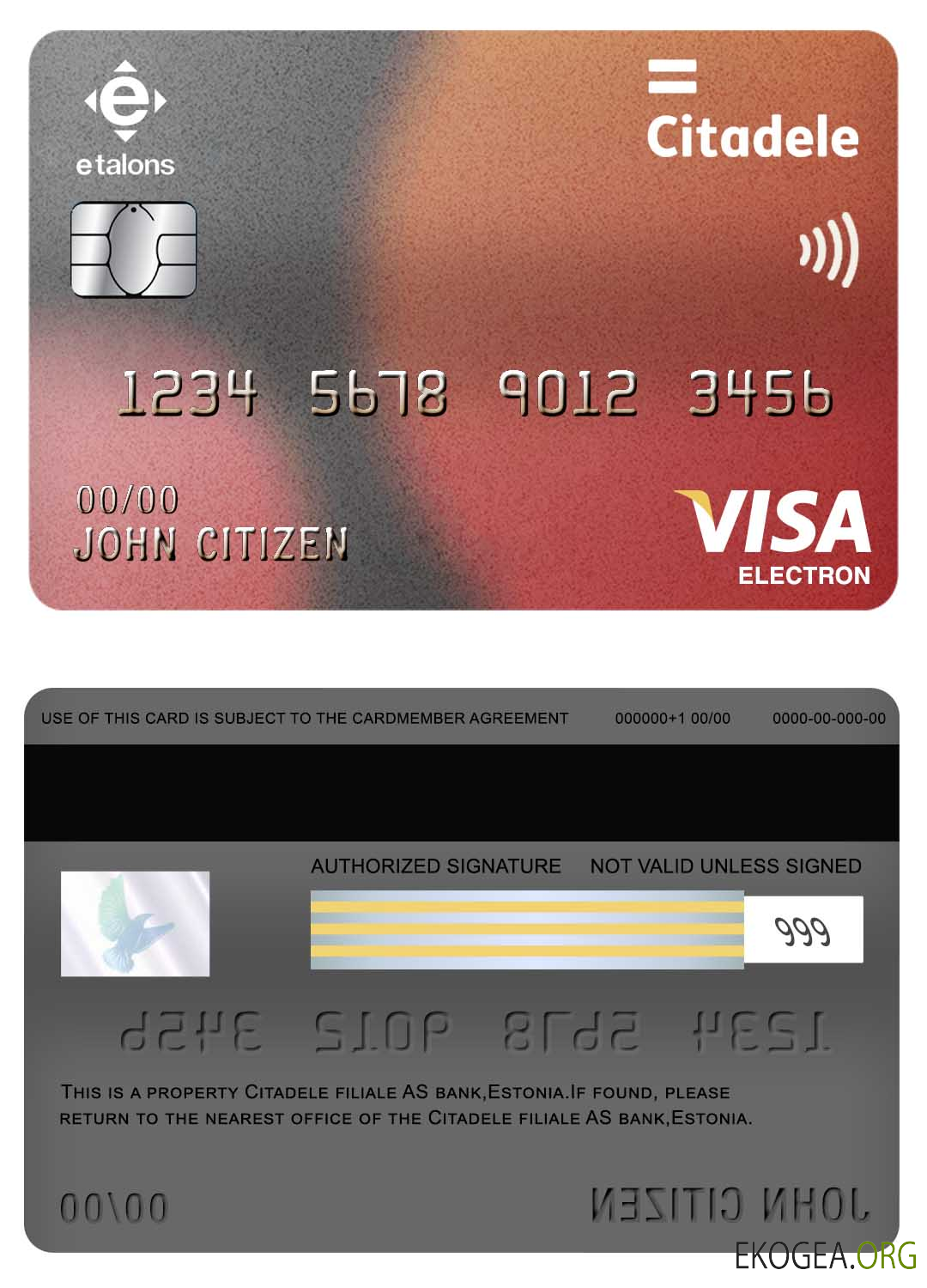 Carte électronique visa bancaire Estonie Citadele Filiale AS